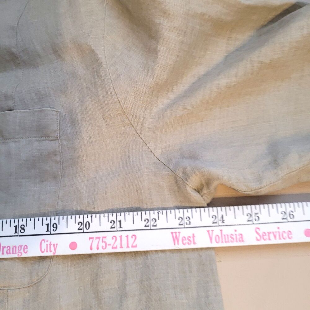 Jordan Blouse Women 16W Brown Linen Pockets Adjustable Sleeves Office Travel - Picture 8 of 10